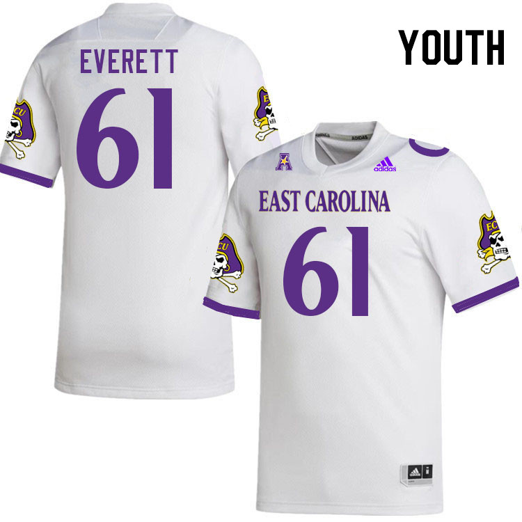 Youth #61 Keziah Everett ECU Pirates 2023 College Football Jerseys Stitched-White - Click Image to Close